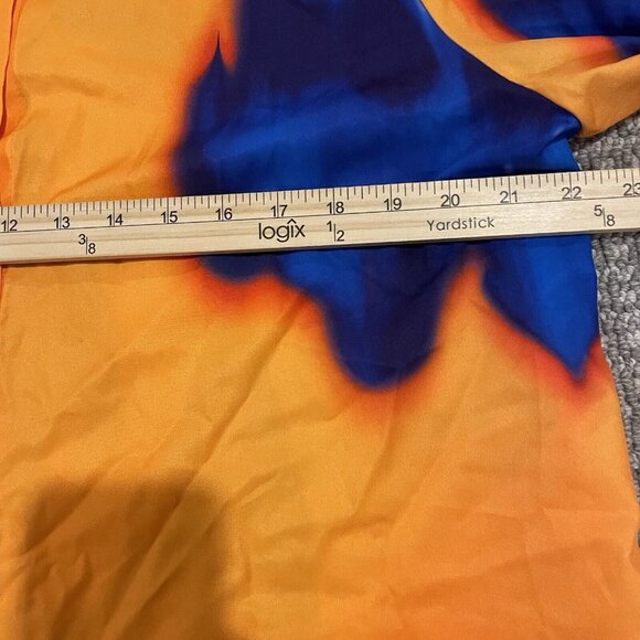 Fashion Nova Shirt Women's Size 3X Plus Button Down Orange Blue Fiery Oversized - Picture 5 of 7
